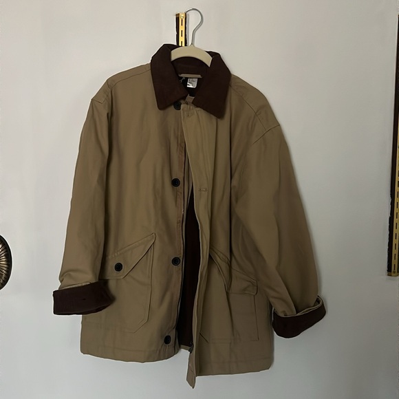 NWT H&M oversized canvas jacket beige brown chore barn jacket size XS and Small - Picture 12 of 13
